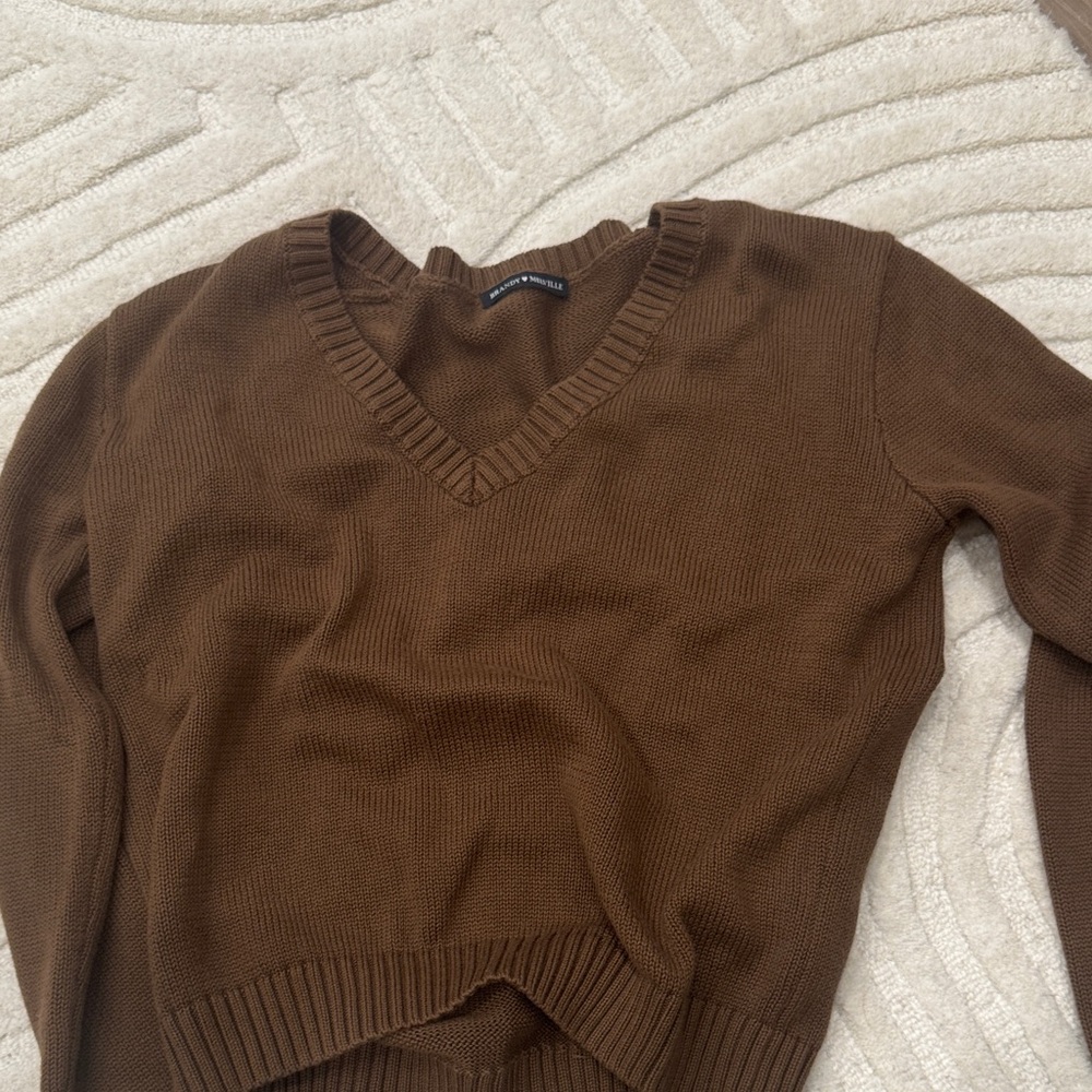 Brown V-Neck Women's Sweater